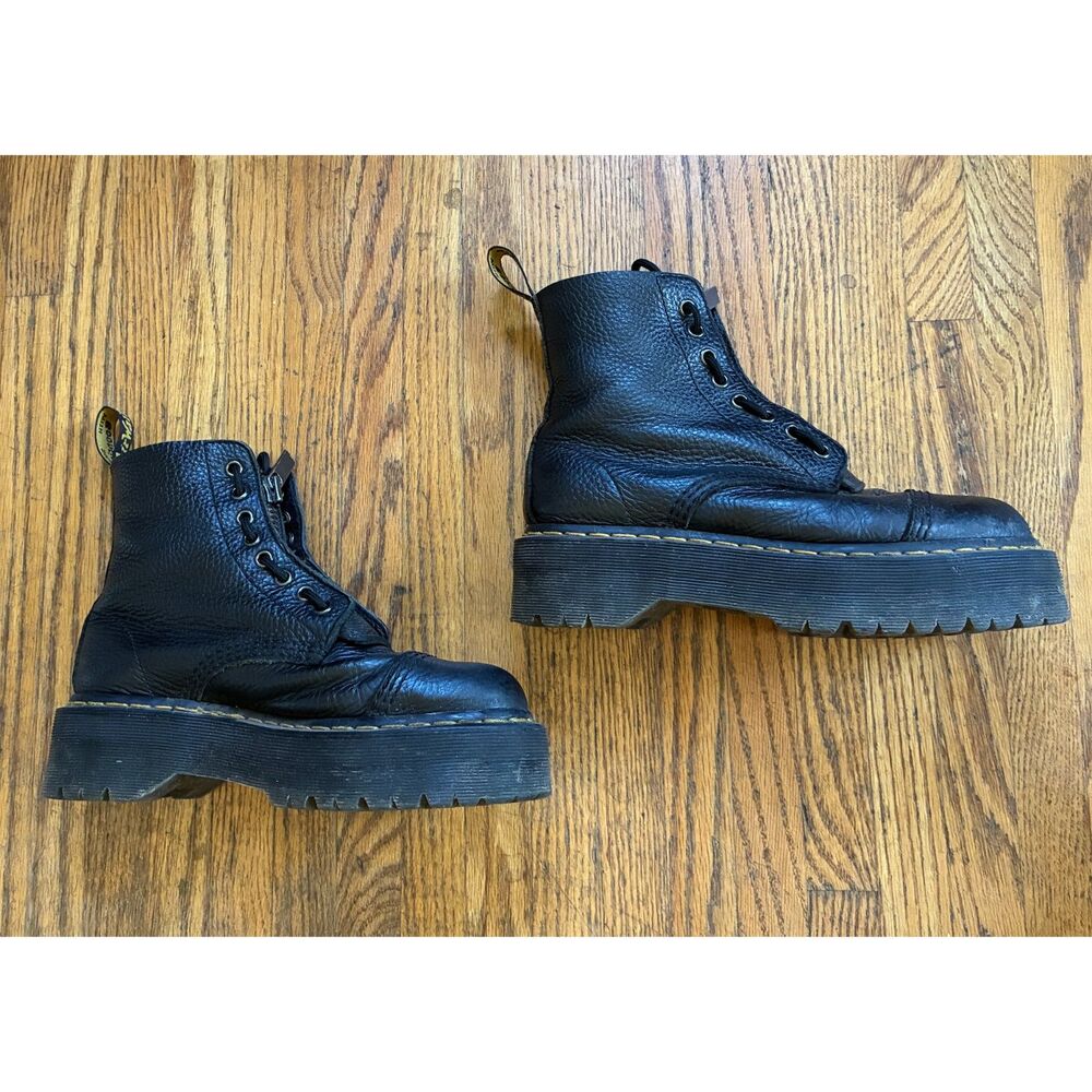 Dr. Martens Black Sinclair Lace Up Zip Platform Boots Women's Size 8 - Picture 3 of 9